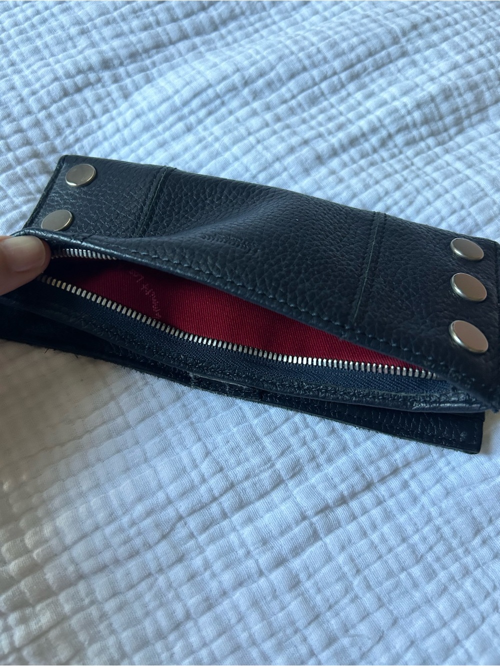 Hammitt 110 Wallet in Dark Blue and Red Interior